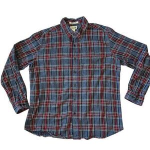 L.L.Bean Men's Traditional Fit Flannel Scotch Plaid Button Down Shirt Size Large